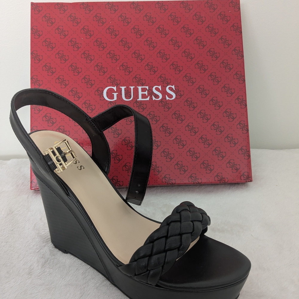 GUESS Women's Black Wedge Sandals